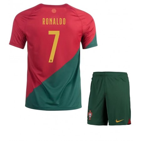Jalkapallo Pelipaidat/Peliasut Portugali Cristiano Ronaldo 7 Lasten Kotipelipaita Mm-Kisat 2022